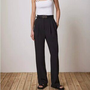 Vintage 90's Burberrys' Women's Wool Trousers Black Pleated Size 46 EU / Medium